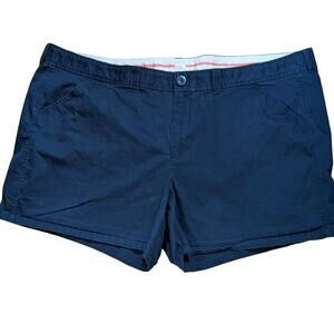 Old Navy Women's Plus Stretch Navy Blue Shorts Flat Front Pockets Size 28